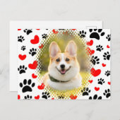 ハートと手は犬のフレームをプリント ポストカード (正面/裏面)