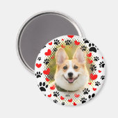 ハートと手は犬のフレームをプリント マグネット (正面/裏面)