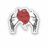 ハートと手 – スケルトンハート手 シール (正面)