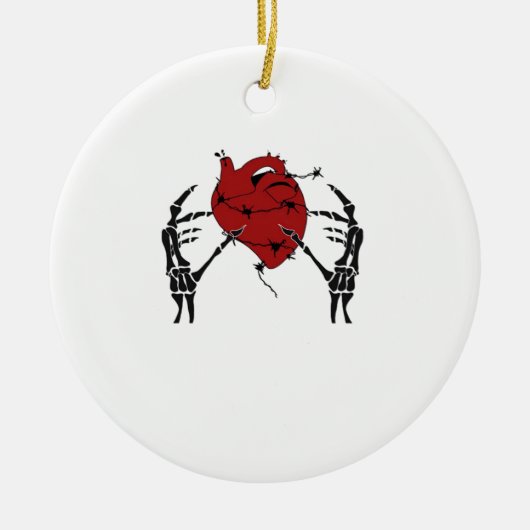 ハートと手 – スケルトンハート手 セラミックオーナメント (正面)
