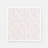 ハートと振りかけるピンク紫色の赤バレンタイン スタンダードカクテルナプキン (正面)