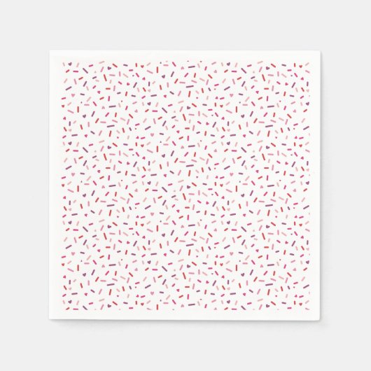 ハートと振りかけるピンク紫色の赤バレンタイン スタンダードカクテルナプキン (正面)