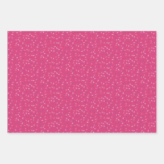 ハートと振りかけるピンク紫色の赤バレンタイン ラッピングペーパーシート (正面3)