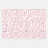 ハートと振りかけるピンク紫色の赤バレンタイン ラッピングペーパーシート (正面)