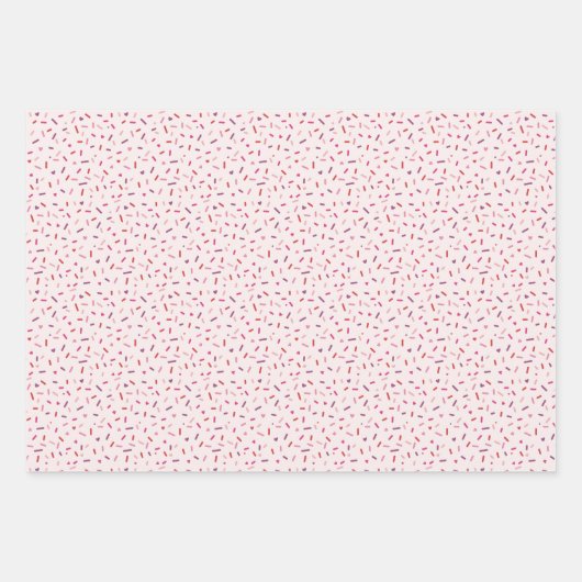 ハートと振りかけるピンク紫色の赤バレンタイン ラッピングペーパーシート (正面)