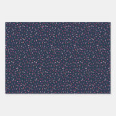 ハートと振りかけるピンク色のネイビーバレンタインデー ラッピングペーパーシート (正面2)