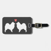 ハートと文字付きサモイエードシルエット ラゲッジタグ (正面横)