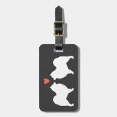 ハートと文字付きサモイエードシルエット ラゲッジタグ (正面縦)