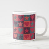 ハートと星のパターン(ピンク) ジャンボコーヒーマグカップ (右)