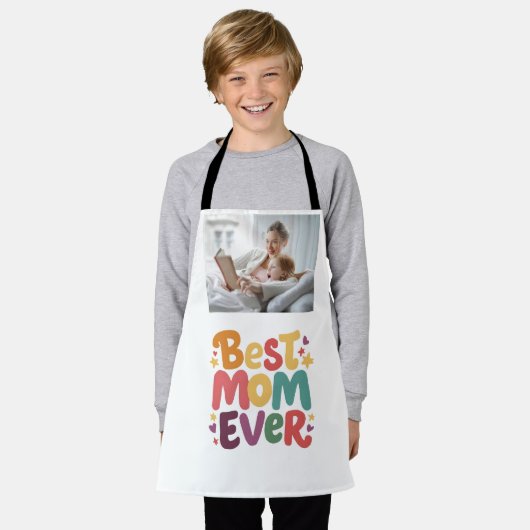 ハートと星のベストマムエバー エプロン (着用した状態)