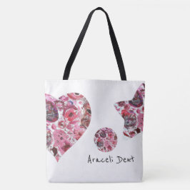 ハートと星オールオーバープリントトートバッグ、大 トートバッグ