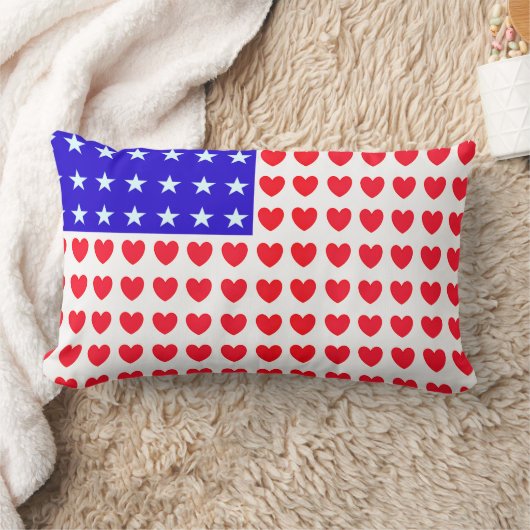 ハートと星旗 ランバークッション (ブランケット)