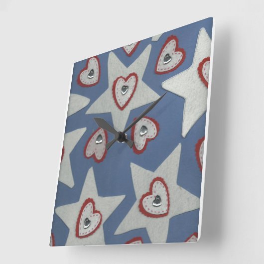 ハートと星時計 スクエア壁時計 (傾斜)