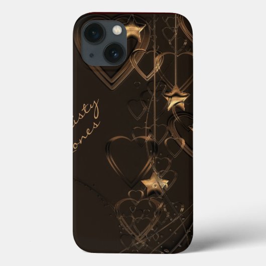 ハートと星 – チョコレートと金ゴールドiPadケース Case-Mate iPhoneケース (裏面)