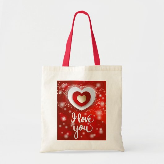 ハートと星（赤） トートバッグ (正面)