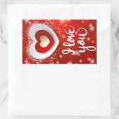 ハートと星（赤） 長方形シール (バッグ)