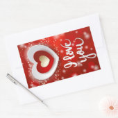 ハートと星（赤） 長方形シール (封筒)