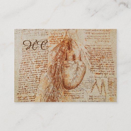 ハートと気管支動脈、医療用モノグラム 名刺 (裏面)