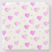 ハートと水玉模様のピンクパターン ストーンコースター (正面)
