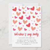 ハートと水玉模様バレンタインデー 招待状 (正面)