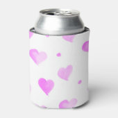 ハートと水玉模様ピンク水色パターン 缶クーラー (缶正面)