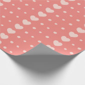 ハートと水玉模様 – ピンクバレンタインデー ラッピングペーパー (角)