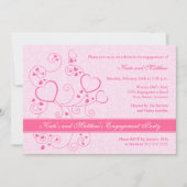ハートと渦巻き婚約パーティ招待状 招待状 (正面)