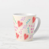 ハートと点パターンラテマグカップ カフェラテマグ (右アングル)