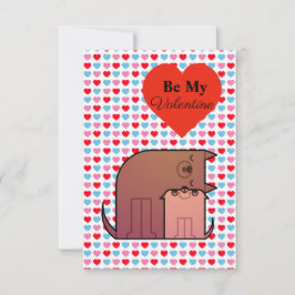 ハートと犬のカップルのバレンタインカード サンキューカード