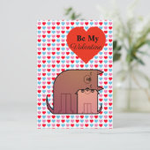 ハートと犬のカップルのバレンタインカード サンキューカード (スタンド正面)