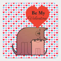 ハートと犬カップルのバレンタインデステッカー