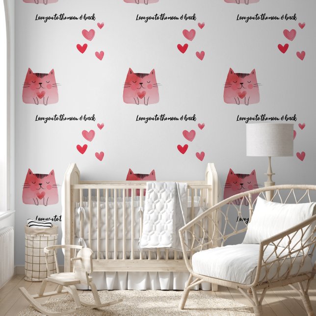 ハートと猫が月に愛する 壁紙 (キッズ)