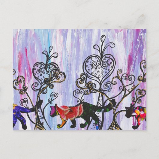 ハートと猫はがき ポストカード (正面)