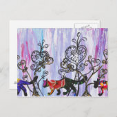 ハートと猫はがき ポストカード (正面/裏面)