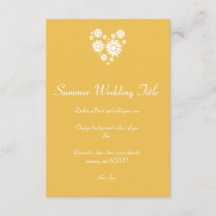 ハートと白ひまわり結婚の太陽招待状