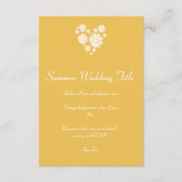 ハートと白ひまわり結婚の太陽招待状 招待状