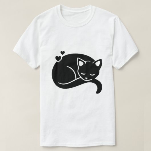 ハートと眠る猫のグラフィックTシャツ Tシャツ (デザイン正面)