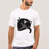ハートと眠る猫のグラフィックTシャツ Tシャツ (正面)
