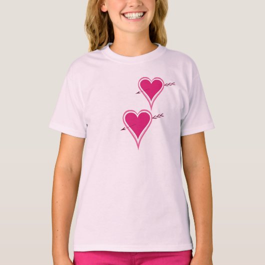 ハートと矢イチゴ色 Tシャツ (正面)