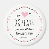 ハートと矢パーソナライズされたの結婚記念日 マグネット (正面)