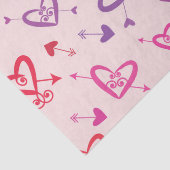 ハートと矢印のパターンは赤いピンクの紫 薄葉紙 (詳細)