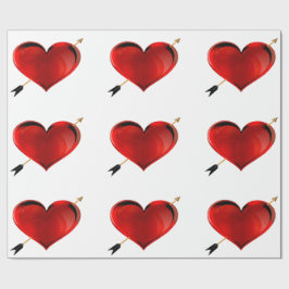 ハートと矢印の折り返し紙 ラッピングペーパー