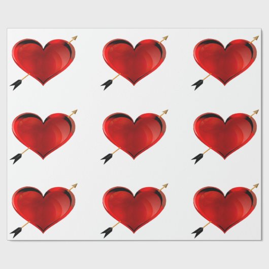 ハートと矢印の折り返し紙 ラッピングペーパー (フラット)