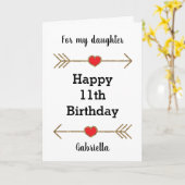 ハートと矢印ハッピー11誕生日娘 カード (黄色い花)
