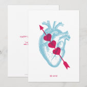 ハートと矢印バレンタインフラットカード サンキューカード (正面/裏面)