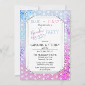 ハートと紙吹雪ピンクブルージェンダーがパーティーを表示 招待状 (正面)