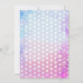 ハートと紙吹雪ピンクブルージェンダーがパーティーを表示 招待状 (裏面)