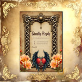 ハートと翼を持つケルトの優雅さ。 出欠カード