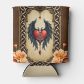 ハートと翼を持つケルトの優雅さ。 缶クーラー (正面)