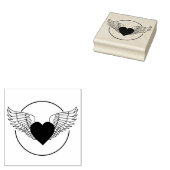 ハートと翼 ラバースタンプ (押印)